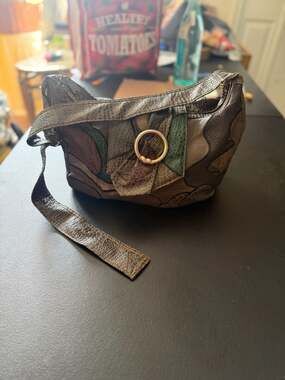 Vintage NAS Bag Metallic Faux Exotic Leather Patchwork Crossbody Shoulder Bag